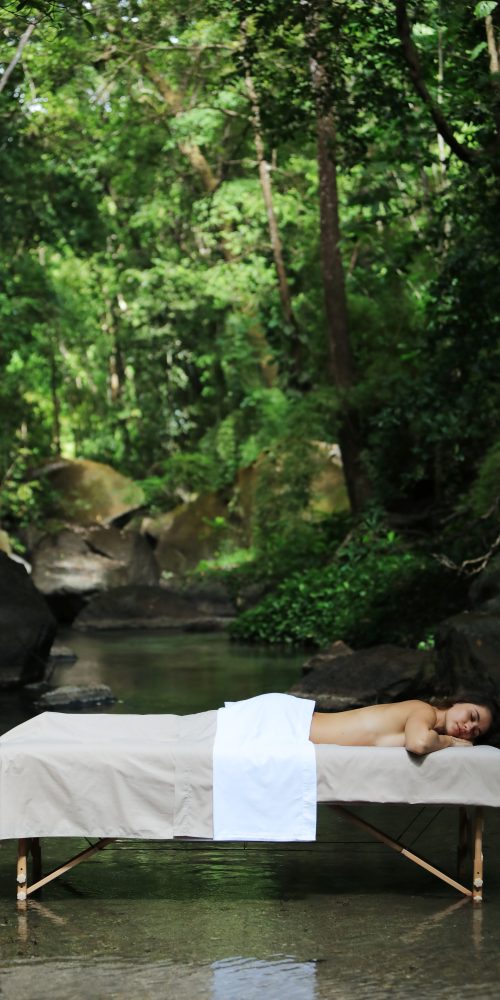 ladies relaxing in the forest after a massage